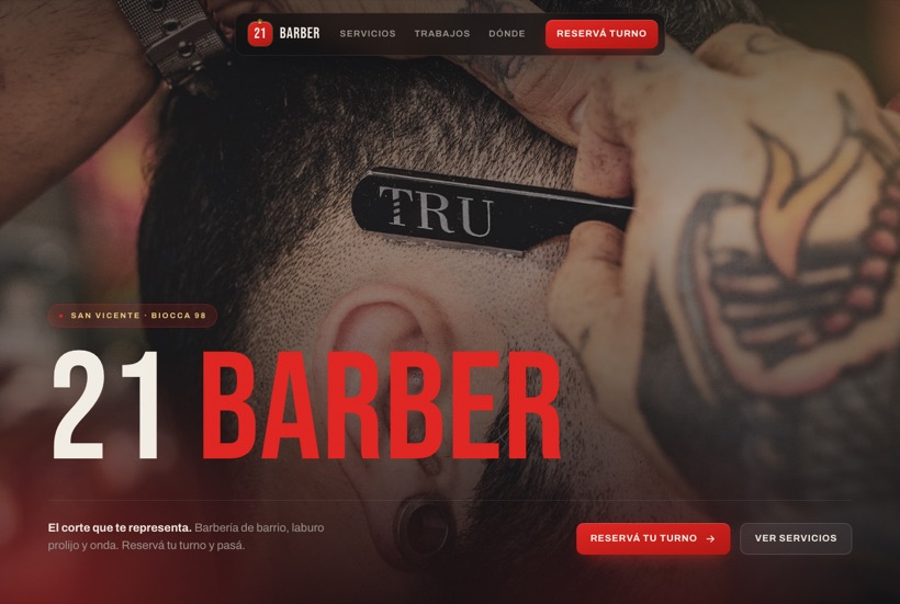 Web de 21 Barber, barbería en San Vicente